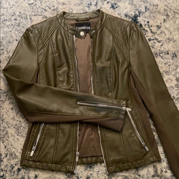 Express Motor Jacket In Olive Green - Picture 4 of 6